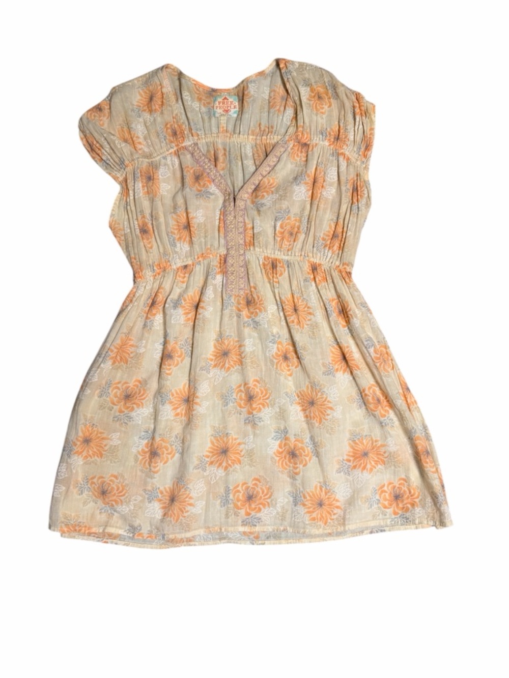 Free People Peach Floral Casual Girls' Dress